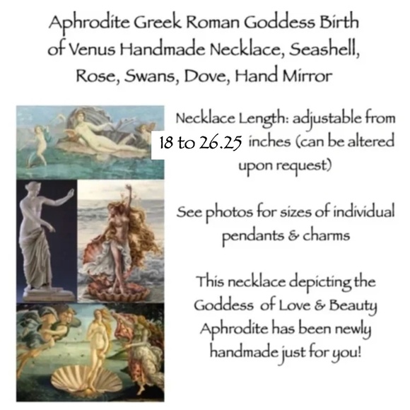 “Birth of Venus" Aphrodite Greek Roman Mythology Goddess Handmade Necklace - Picture 15 of 15